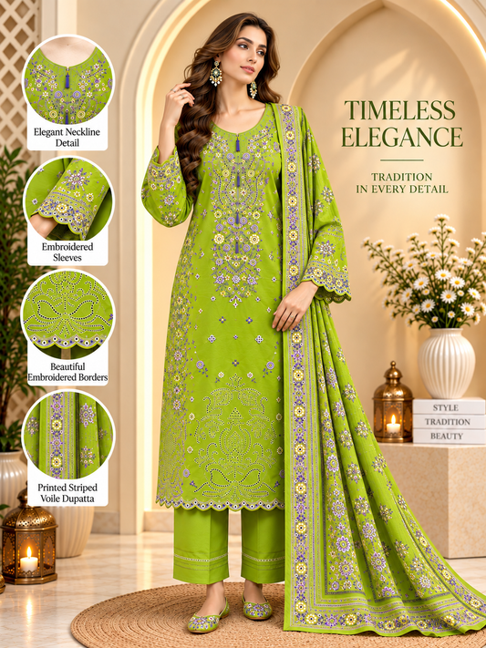Amethyst - 3pcs Ready-to-Wear Cambric Suit