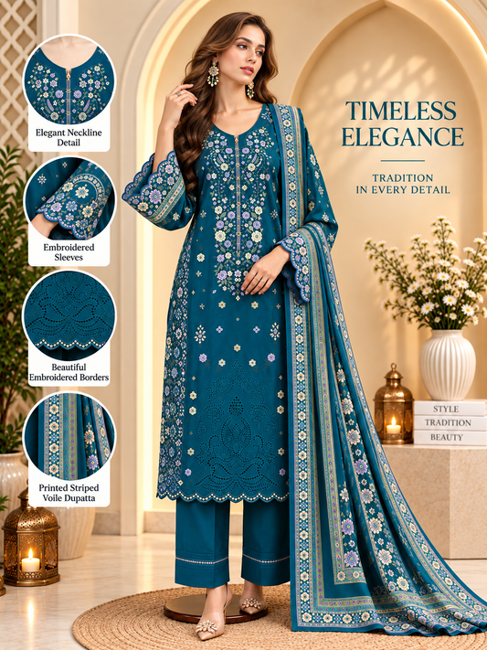 Chai Pink - 3pcs Ready-to-Wear Cambric Suit