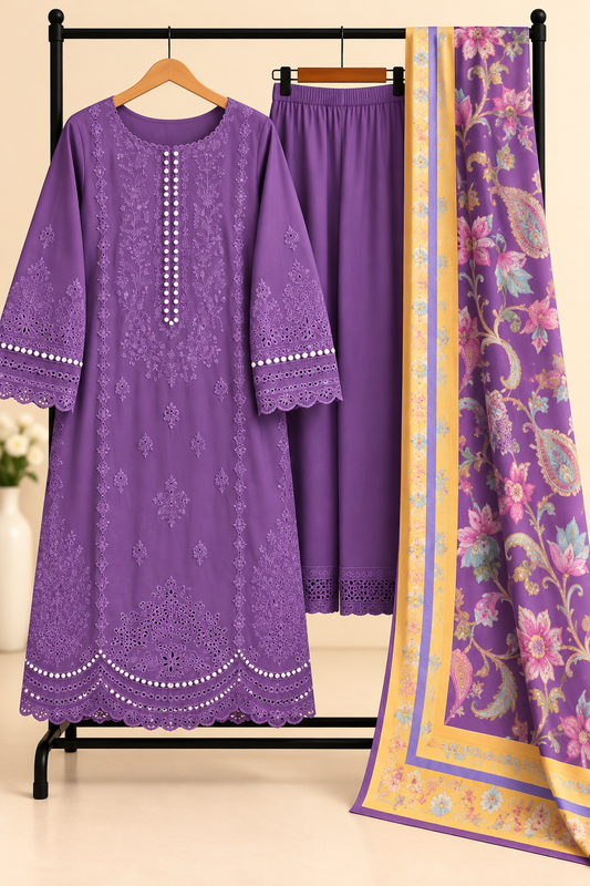Deep Rust - 3pcs Ready-to-Wear Cambric Suit
