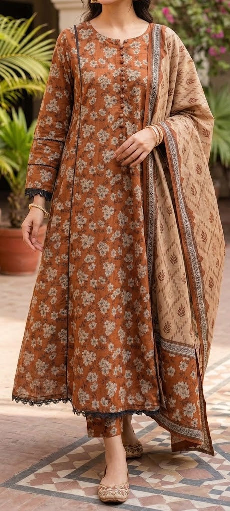A Line- 3pcs Lawn Dress