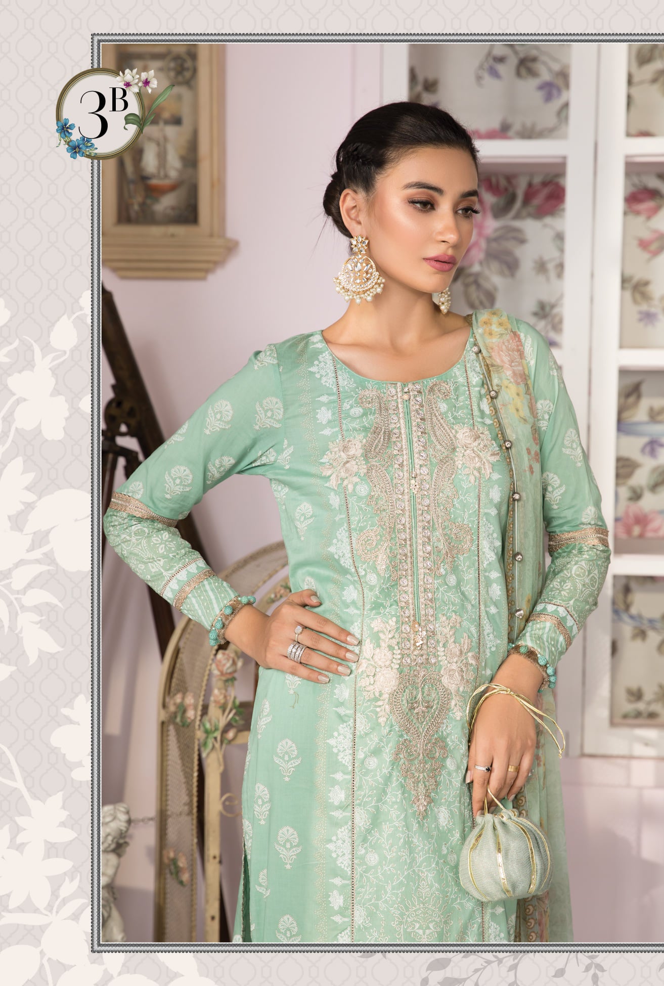 Mprints Unstitched Design 3B - Heer Rang