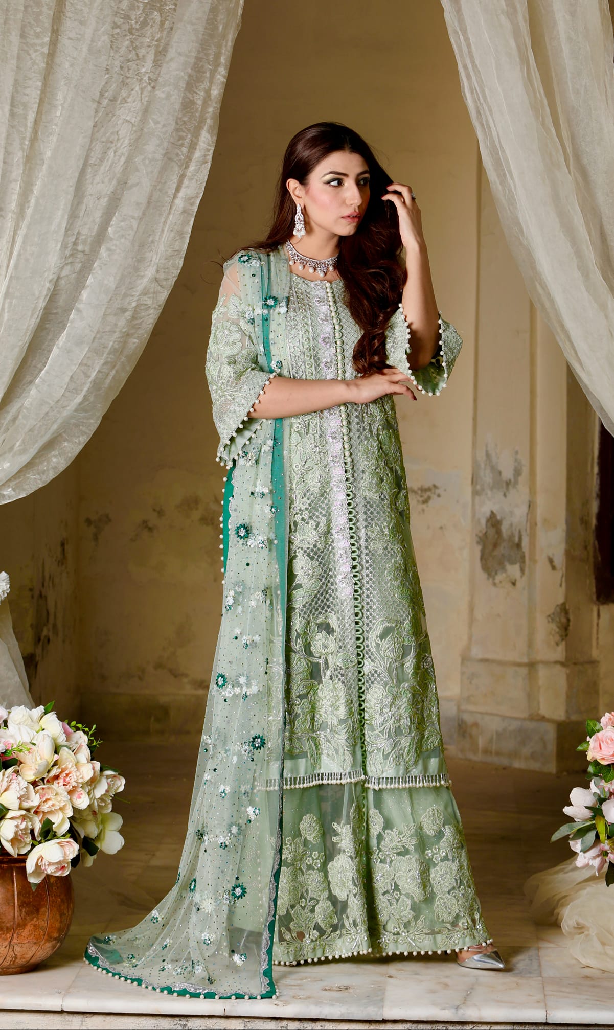 D4-A Applique - Sea Green- Crimson Luxe Wedding - Heer Rang