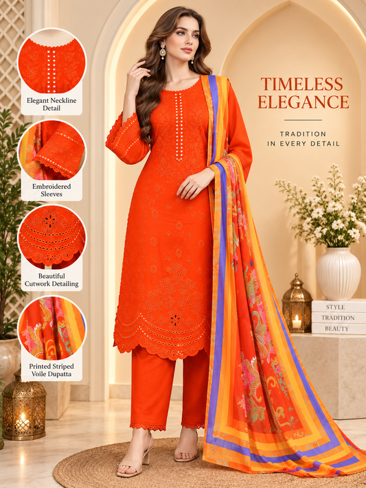 Violet - 3pcs Ready-to-Wear Cambric Suit