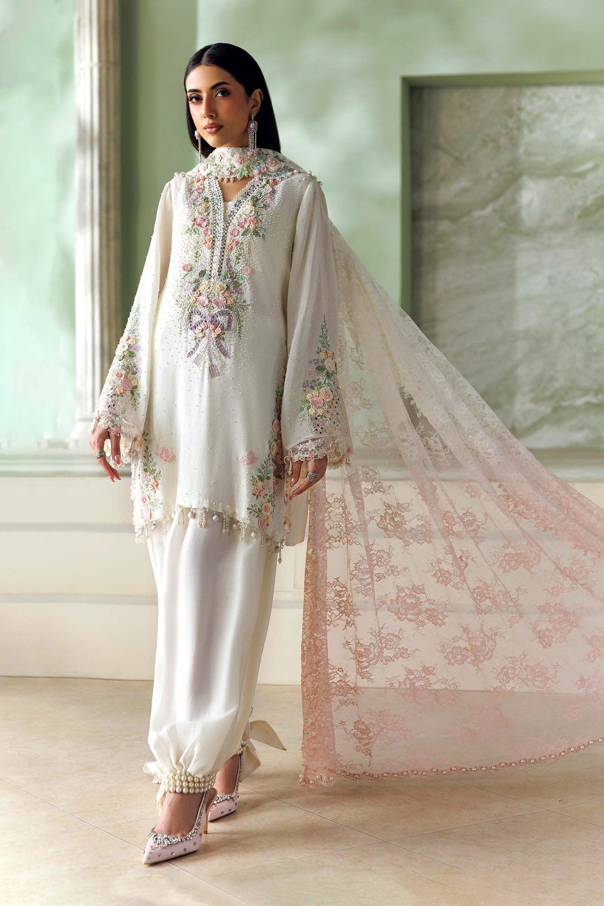 3 Piece Unstitched Embroidered Tusser Silk Suit