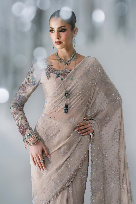 Unstitched Embroidered Chiffon Saree