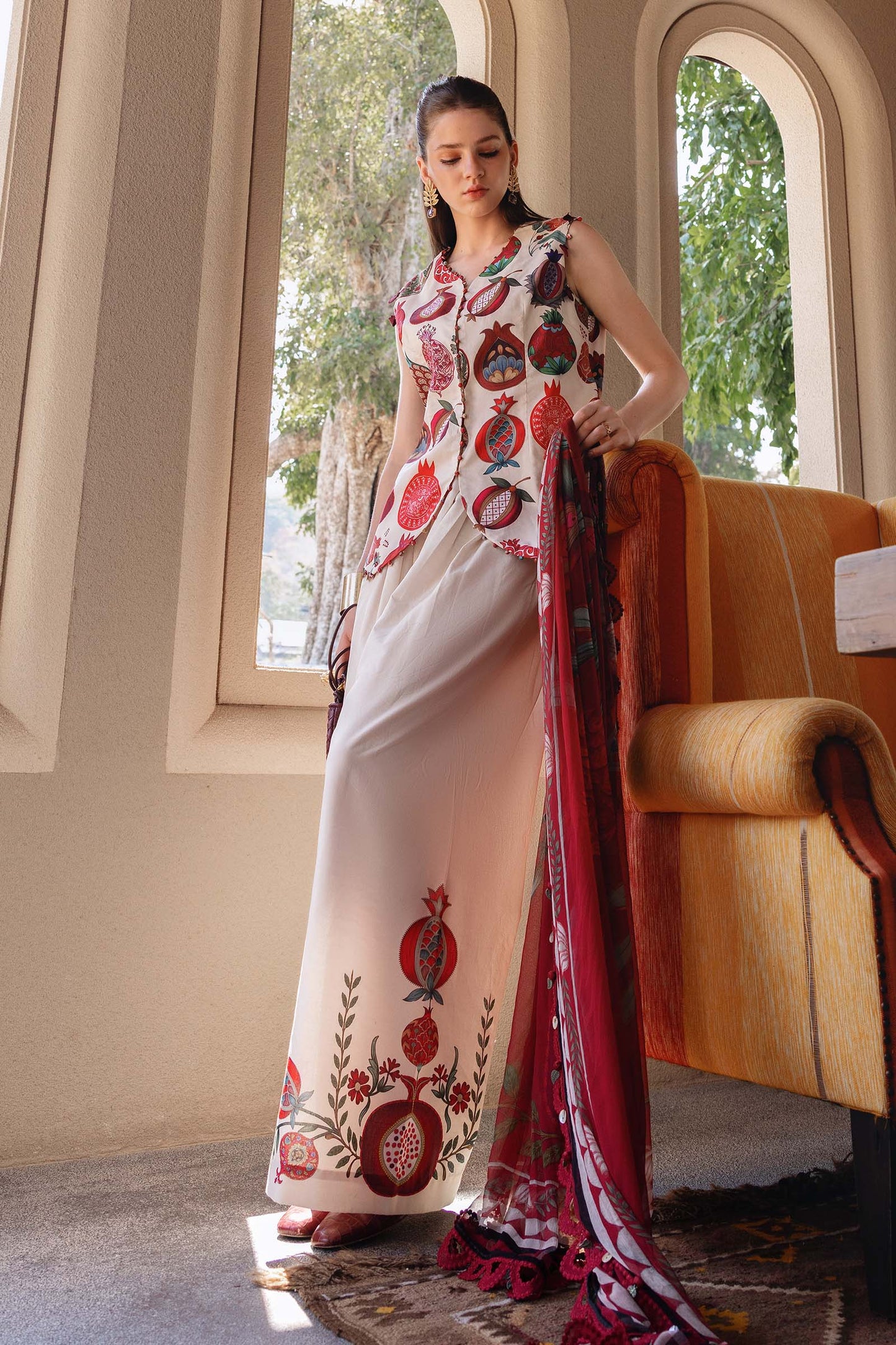 3 Piece Unstitched Embroidered Lawn Suit