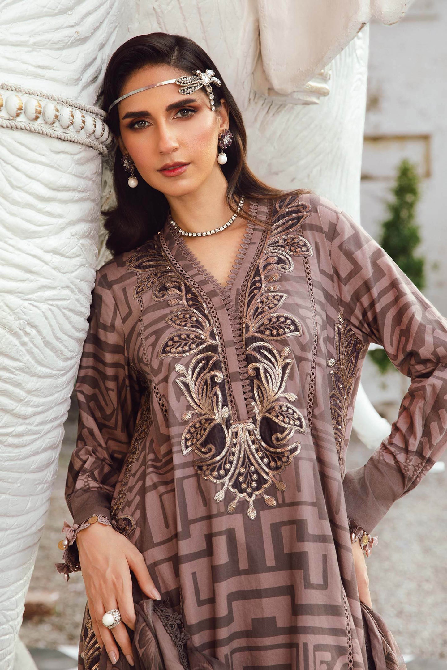 3 Piece Unstitched Embroidered Cambric Suit | MPT-2703-B