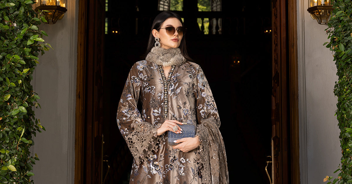 3 Piece Unstitched Embroidered Velvet Suit