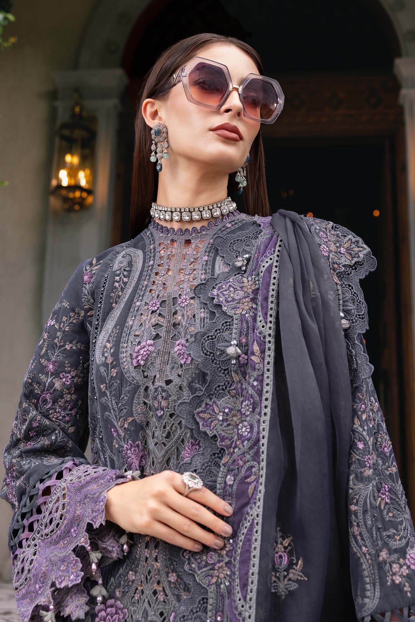 3 Piece Unstitched Embroidered Velvet Suit