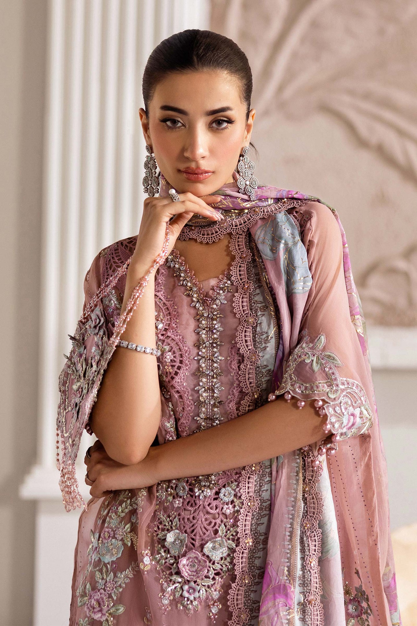 3 Piece Unstitched Embroidered Chiffon Suit | MPC-25-105