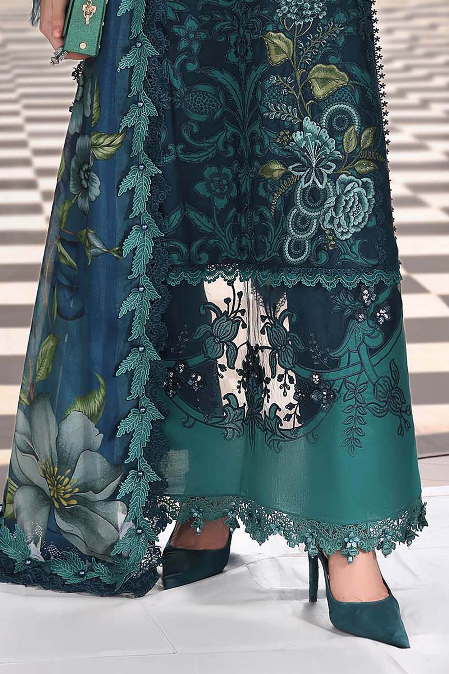 3 Piece Unstitched Embroidered Lawn Suit