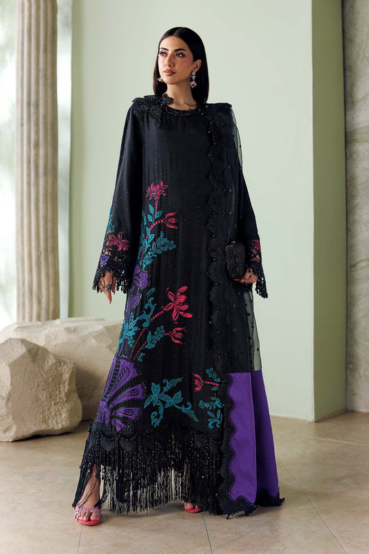 3 Piece Unstitched Embroidered Raw Silk Suit
