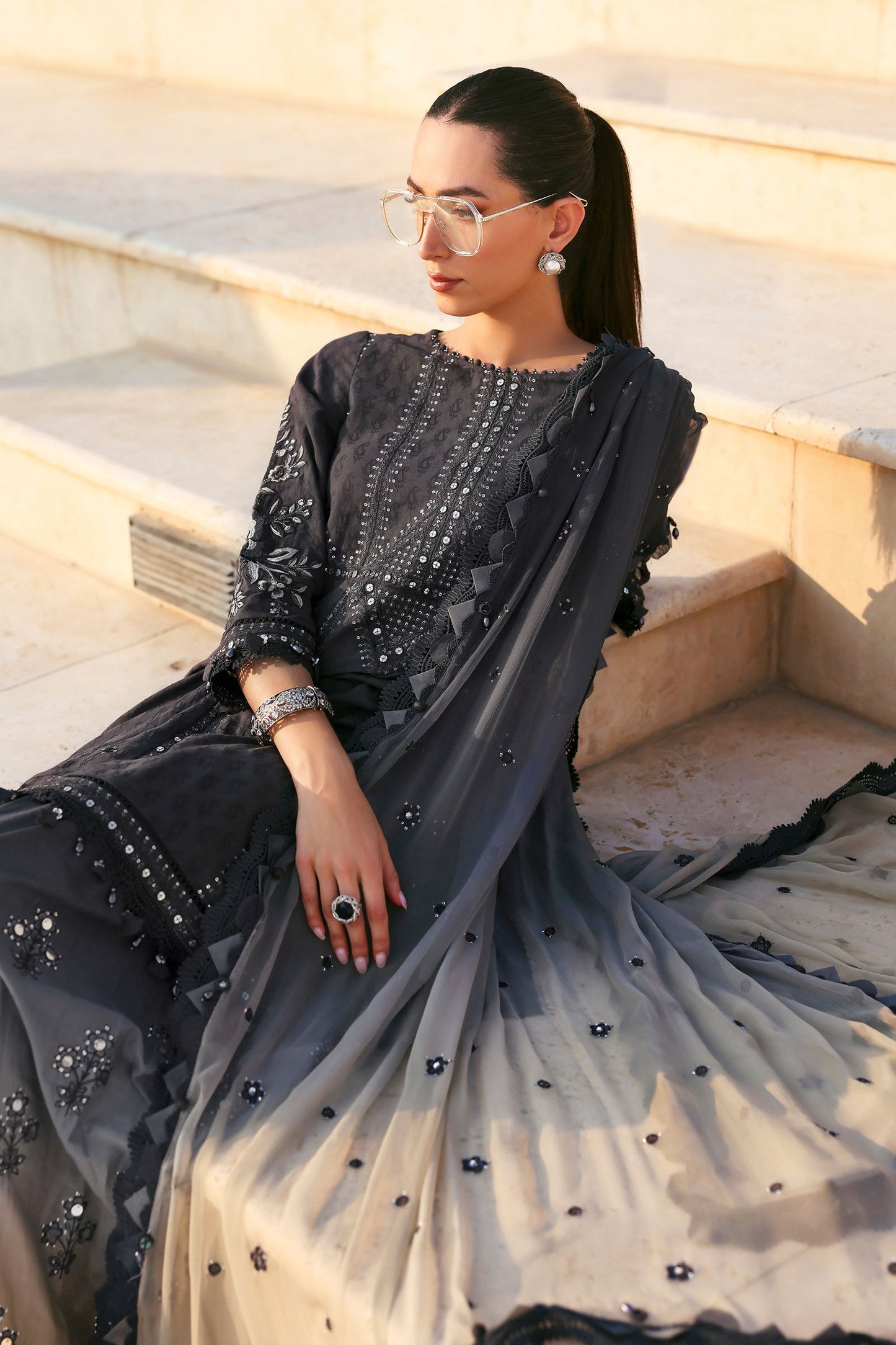 3 Piece Unstitched Embroidered Jacquard Lawn Suit