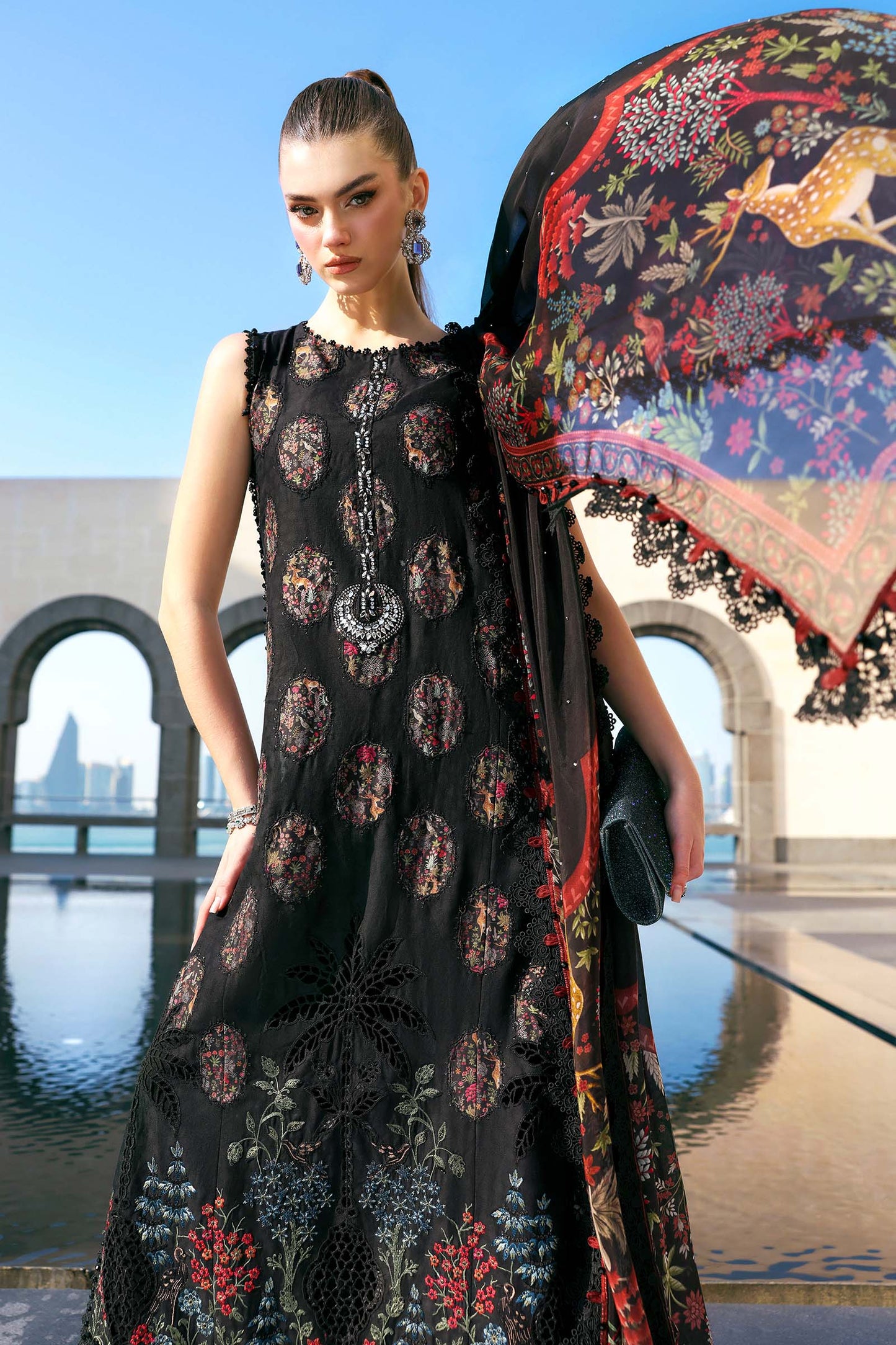 3 Piece Unstitched Embroidered Jacquard Lawn Suit