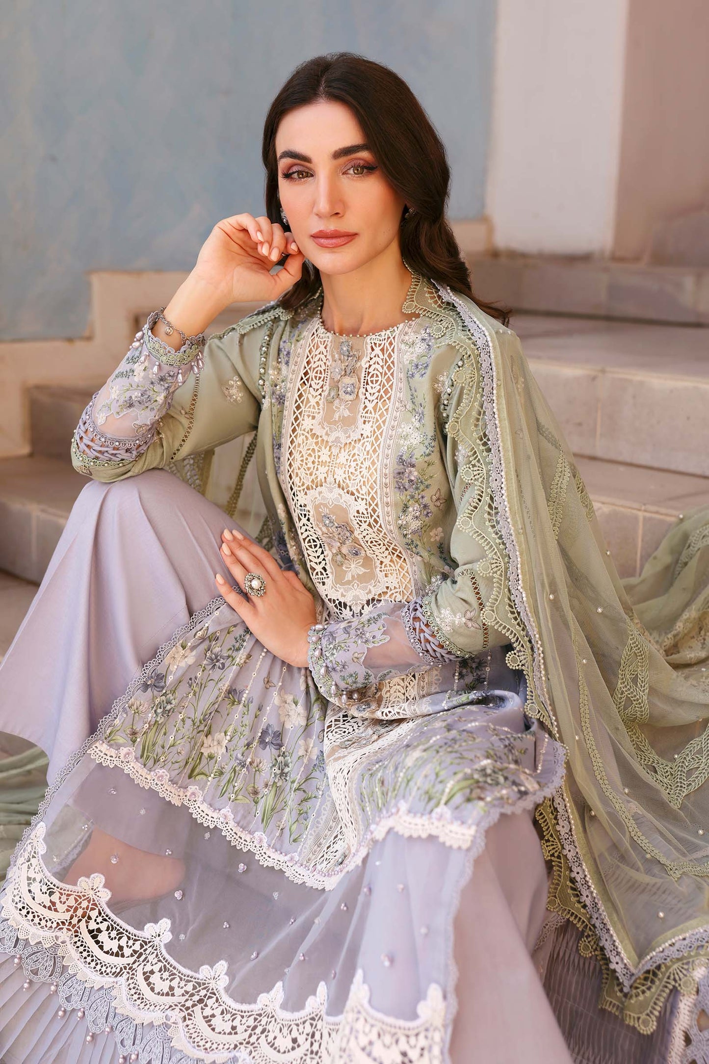 3 Piece Unstitched Embroidered Lawn Suit