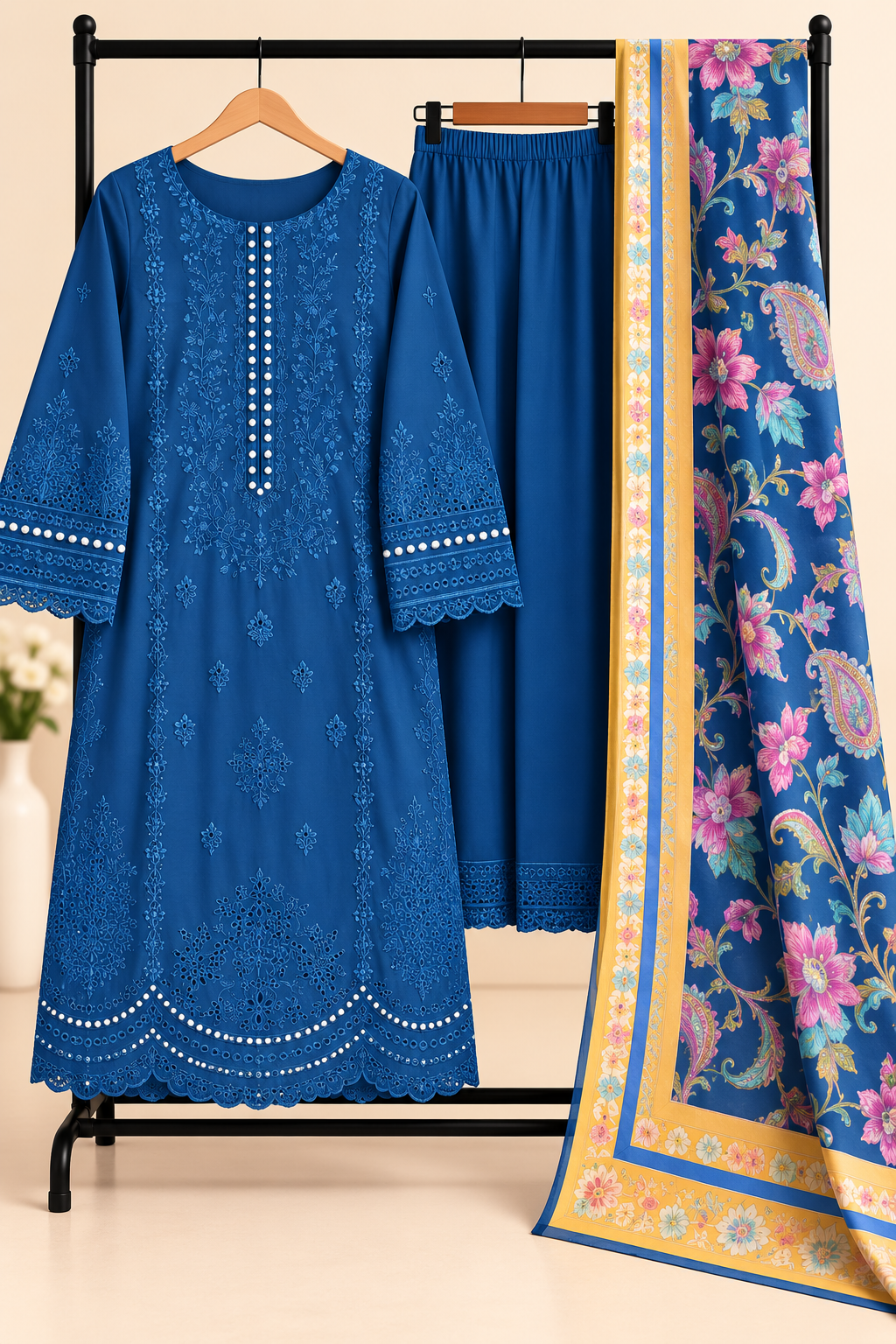 Deep Rust - 3pcs Ready-to-Wear Cambric Suit