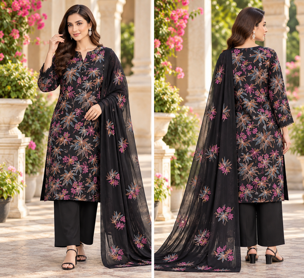 Palm Leaves Black Karandi