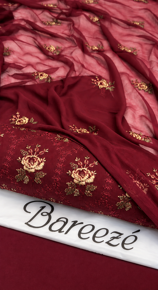 3PC Winter Karandi | Pure Chiffon Dupatta