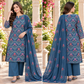 Teal Blue Floral Karandi