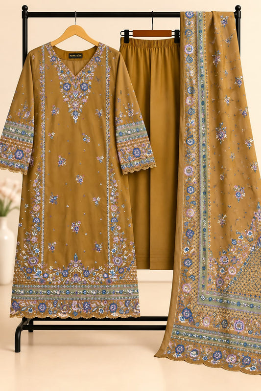 Mustard - 3pcs Ready-to-Wear Cambric Suit