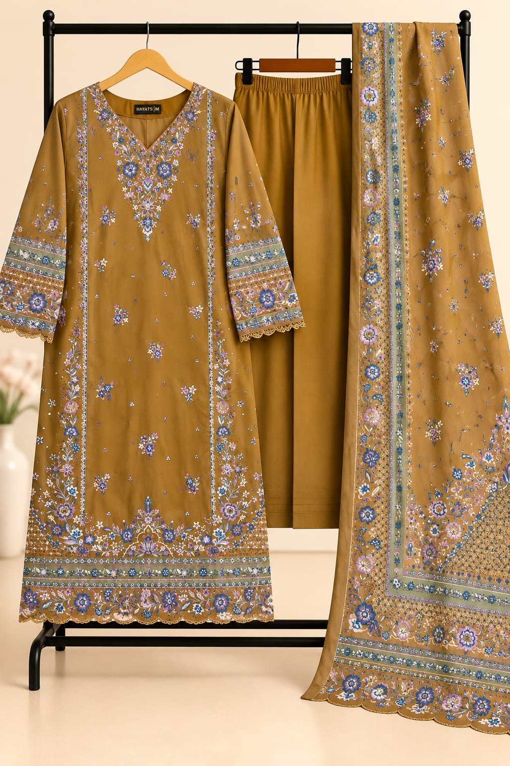 Magenta - 3pcs Ready-to-Wear Cambric Suit