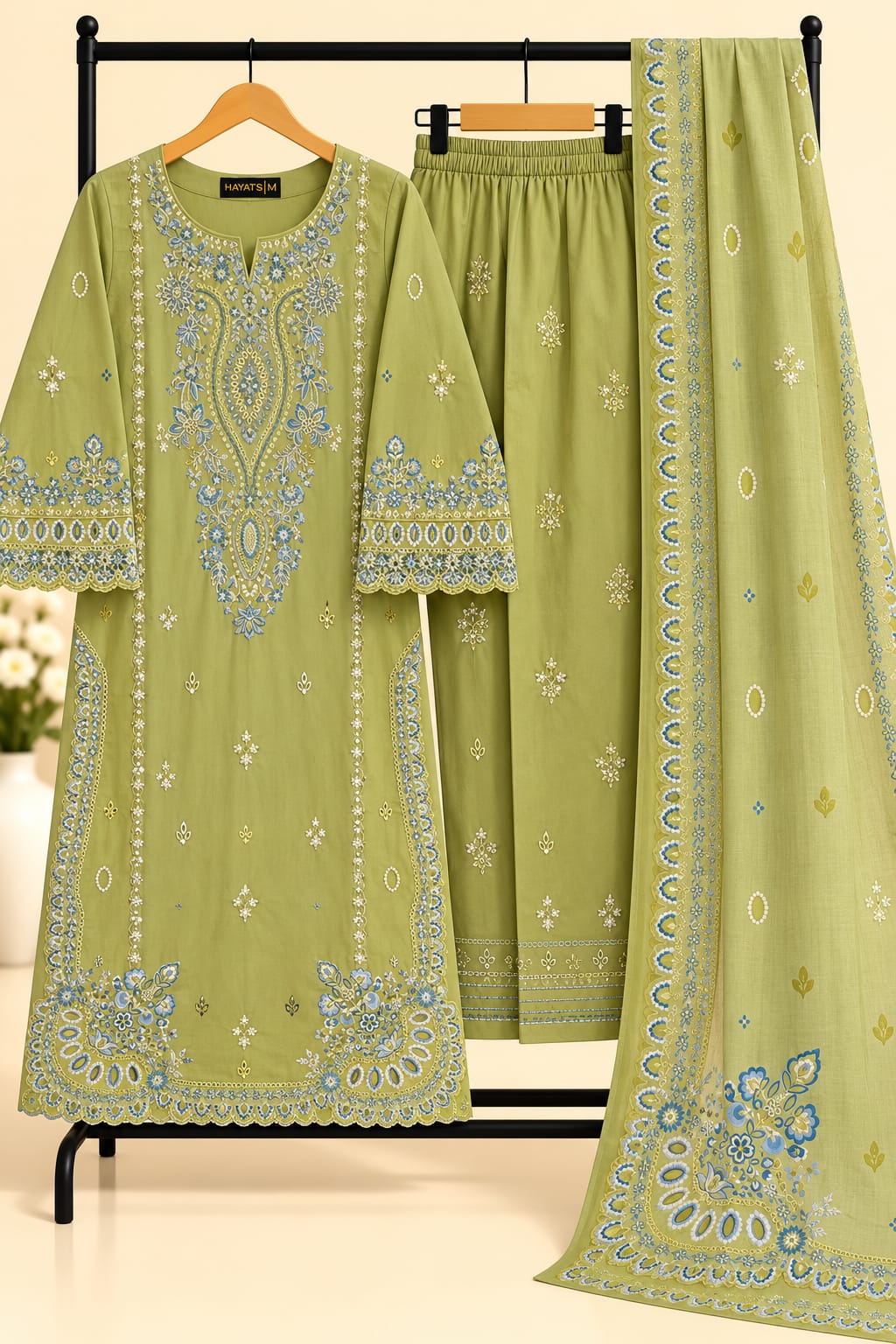 Fucshia Pink - 3pcs Ready-to-Wear Cambric Suit