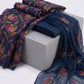 Navy Blue Floral Karandi - Unstitched