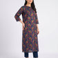 Navy Blue Floral Karandi - Unstitched