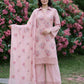 Baby Pink Rose Embroidered Karandi