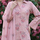 Baby Pink Rose Embroidered Karandi