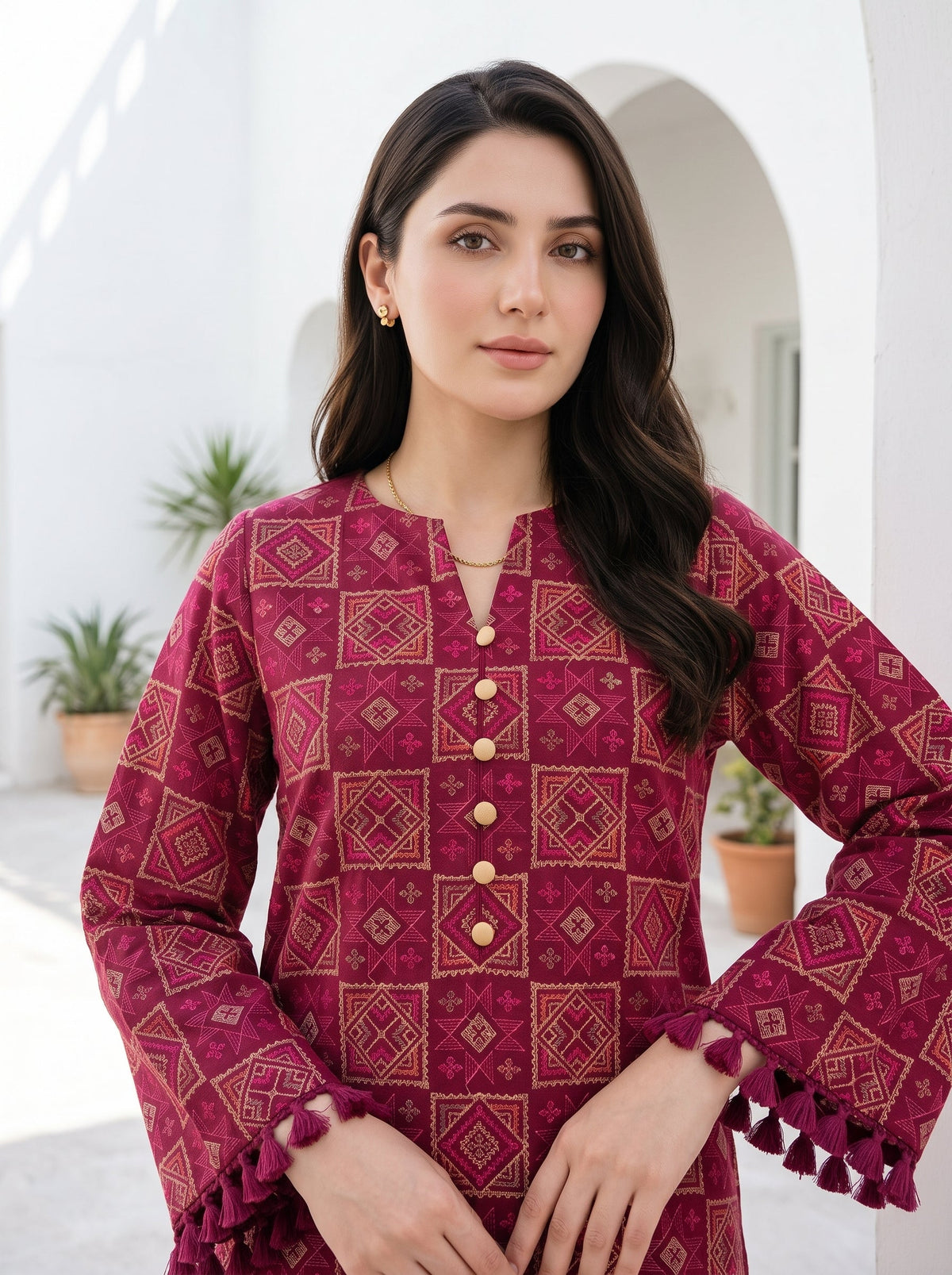 Mosaic Berry Karandi Embroidered 3Pc