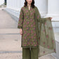 Dark Olive Floral Karandi - Unstitched