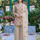 Beige Cross Stitch Floral Karandi