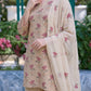 Beige Cross Stitch Floral Karandi
