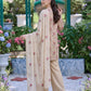 Beige Cross Stitch Floral Karandi