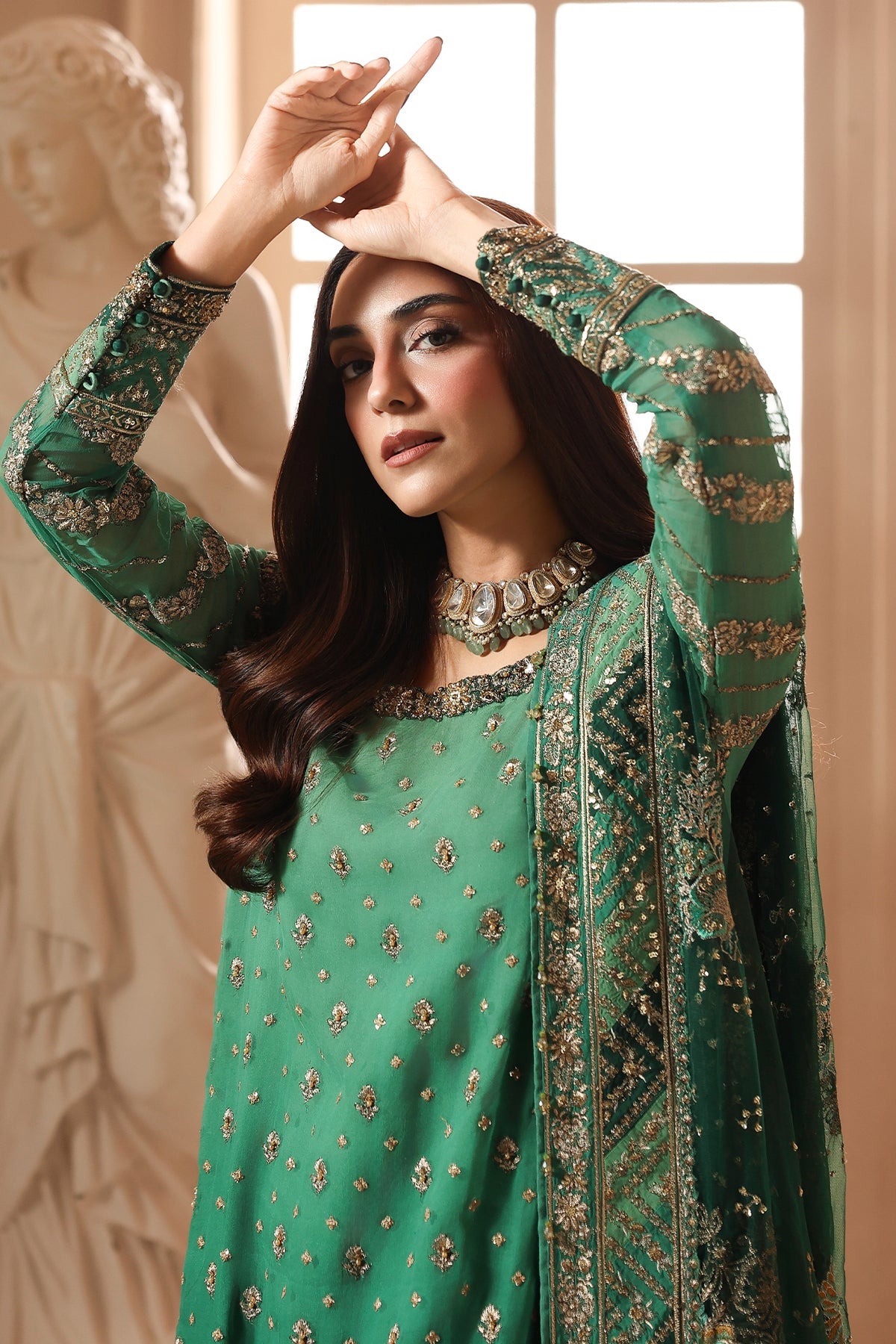 3-PC Unstitched Embroidered  Luxury Chiffon  DJW6-03