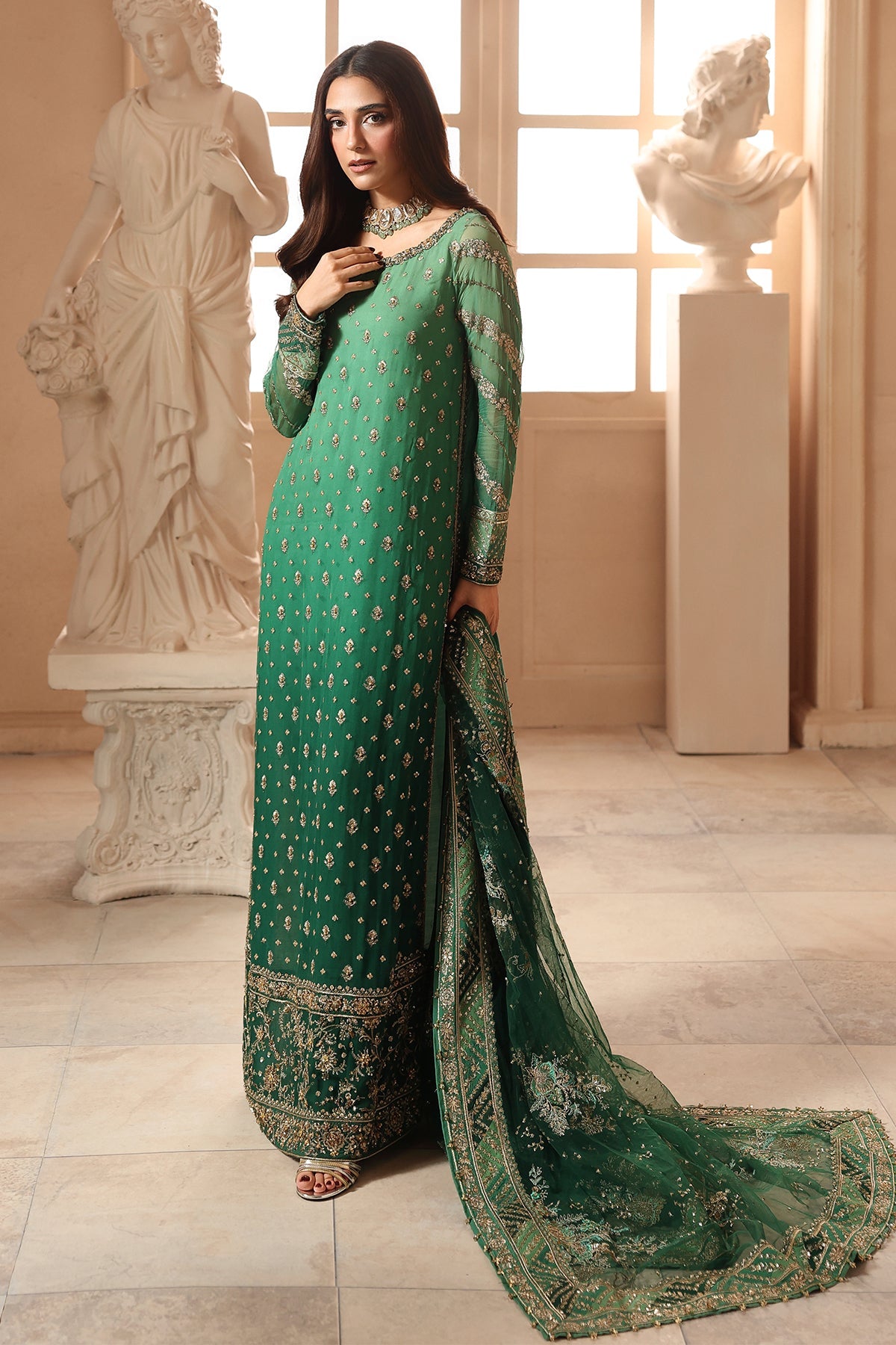 3-PC Unstitched Embroidered  Luxury Chiffon  DJW6-03