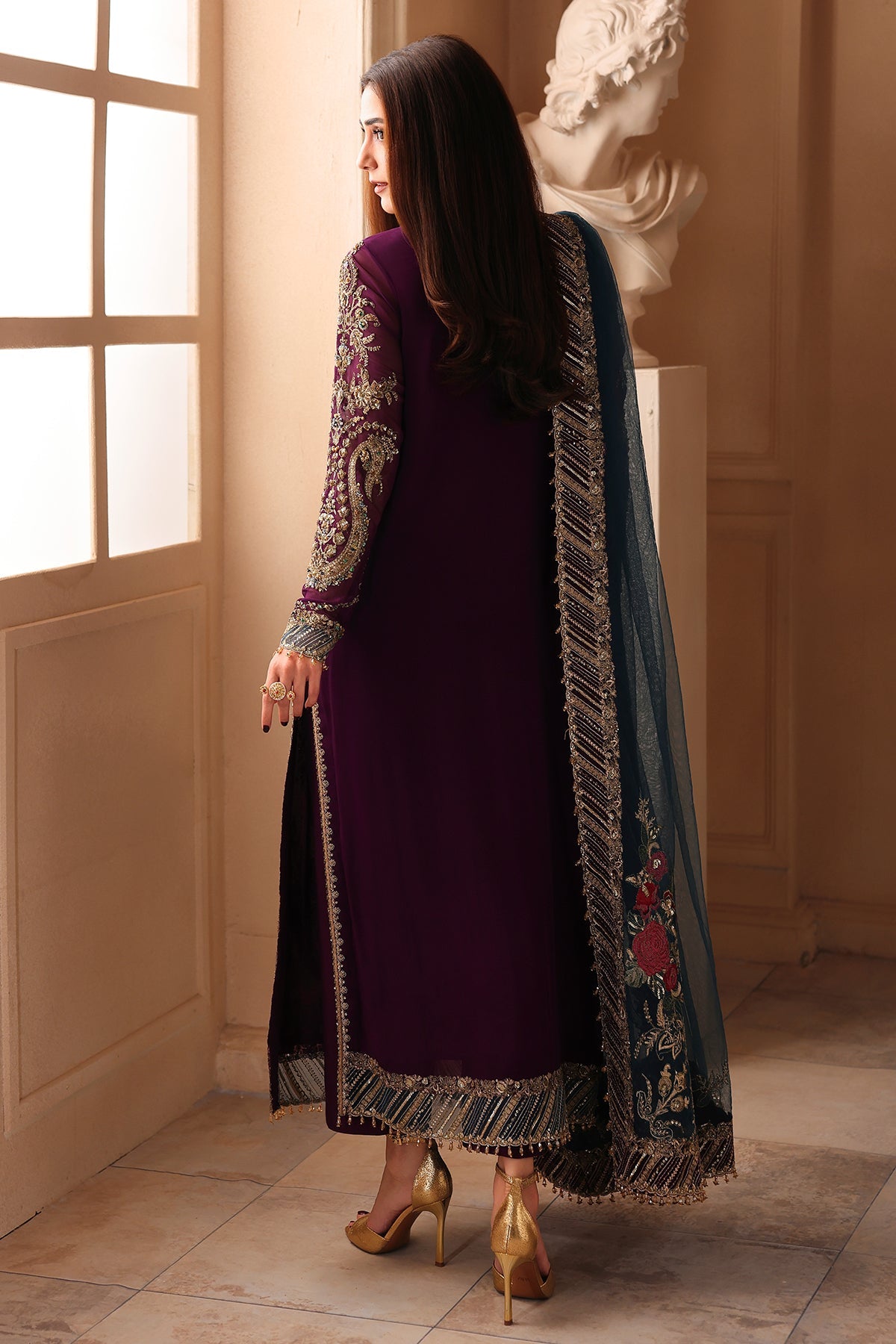 3-PC Unstitched Embroidered  Luxury Chiffon  DJW6-01