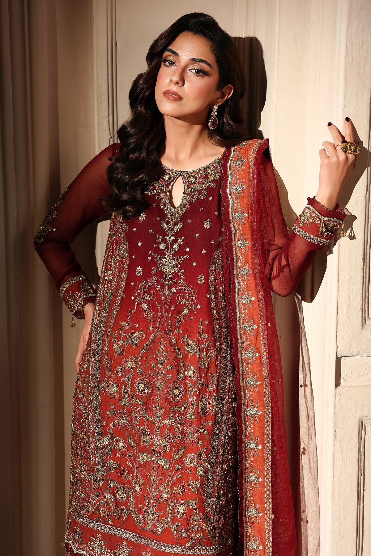 3-PC Unstitched Embroidered  Luxury Chiffon  DJW6-08