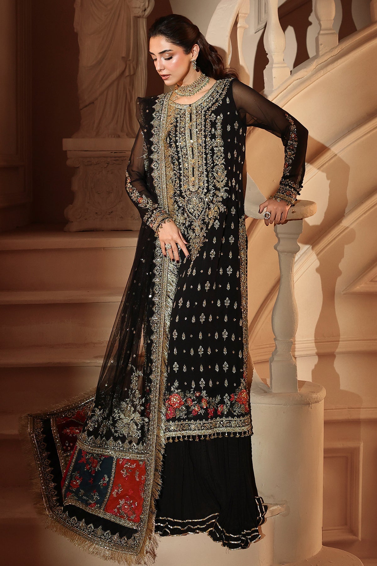 3-PC Unstitched Embroidered  Luxury Chiffon  DJW6-04