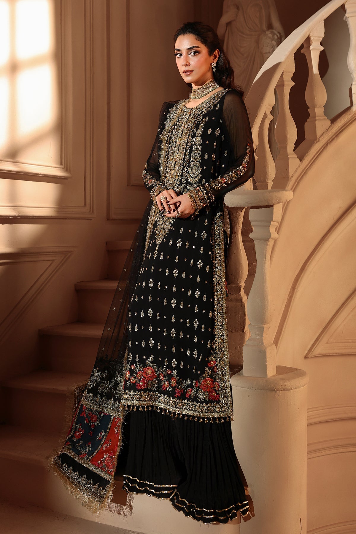 3-PC Unstitched Embroidered  Luxury Chiffon  DJW6-04
