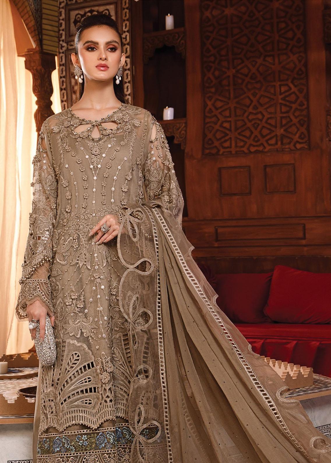 Mbroidered by Maria B Embroidered Organza Suits Unstitched 4 Piece MB22WD - D1