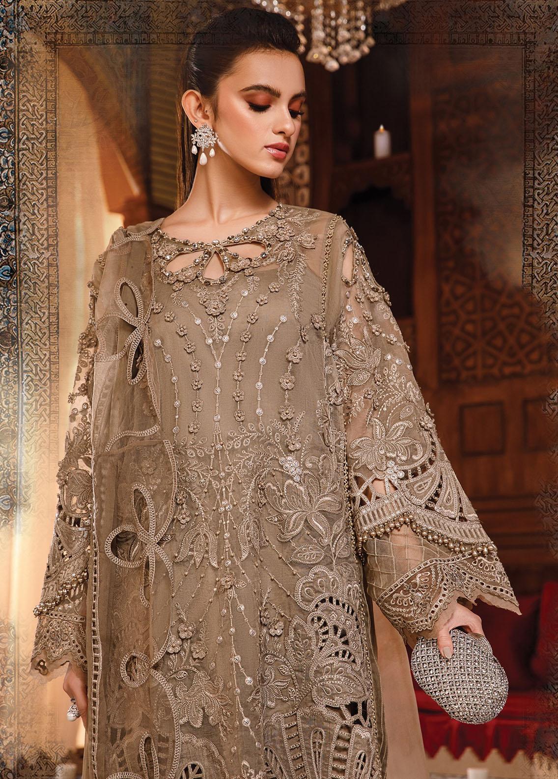 Mbroidered by Maria B Embroidered Organza Suits Unstitched 4 Piece MB22WD - D1