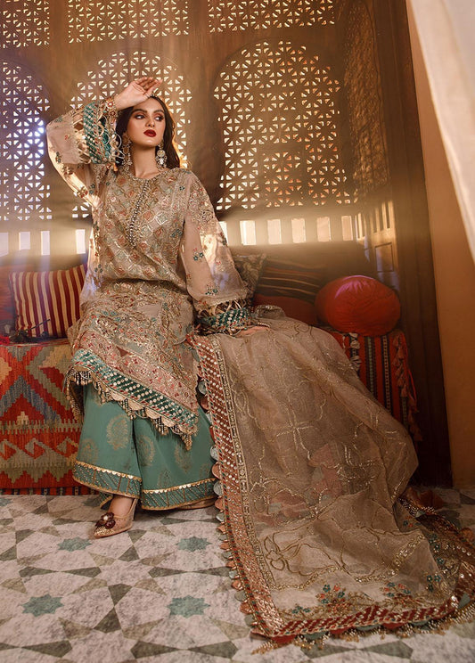 Mbroidered by Maria B Embroidered Zari Net Suits Unstitched 4 Piece MB22WD D7