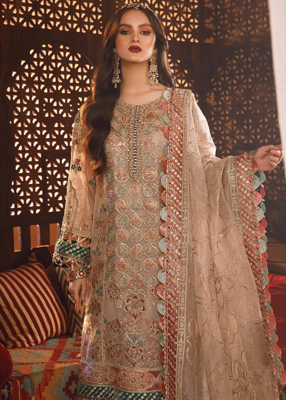 Mbroidered by Maria B Embroidered Zari Net Suits Unstitched 4 Piece MB22WD D7